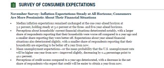 纽约联储调查：11月通胀预期保持稳定，但对财务状况担忧加剧