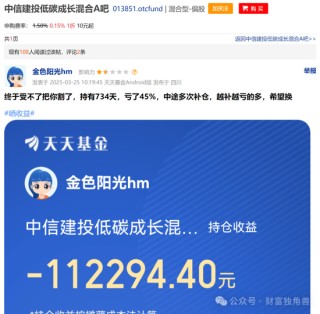中信建投周紫光旗下基金2年亏52.93%，低碳成长混合亏57.77%，引基民质疑
