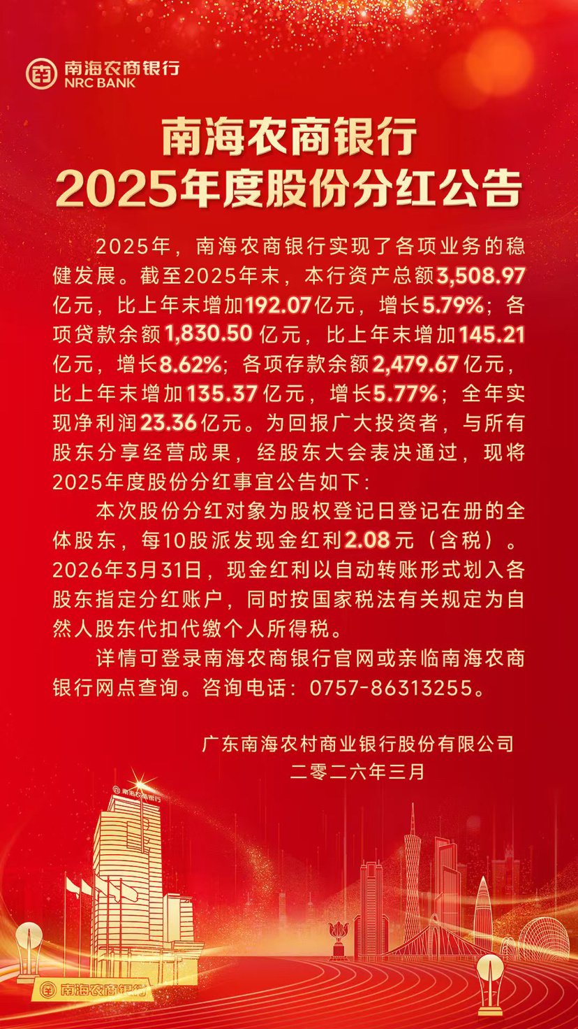 南海农商银行分红“逐年缩水”：股息光环下的增长隐忧  第1张